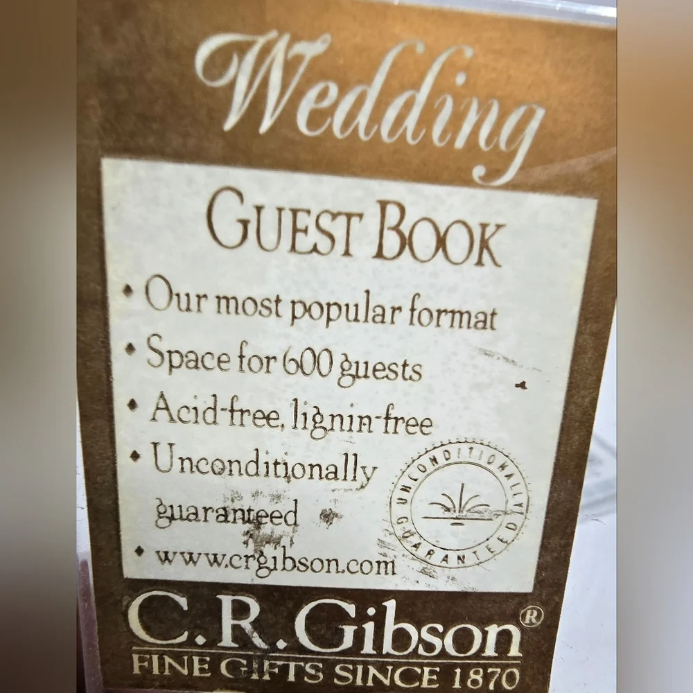 NIB C.R. Gibson White and Silver Wedding Guest Book (7.75